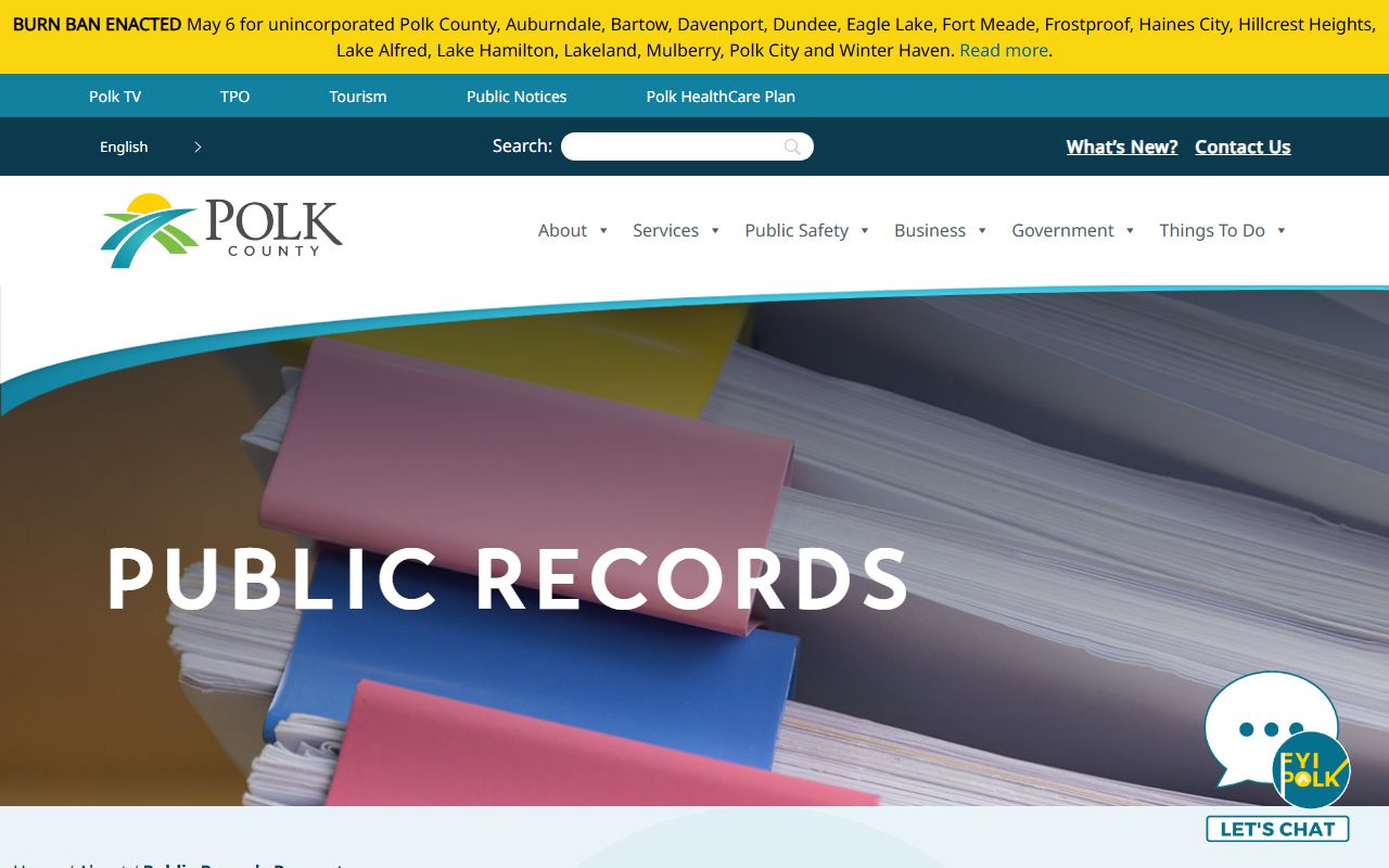 Polk County public records request portal and routing information
