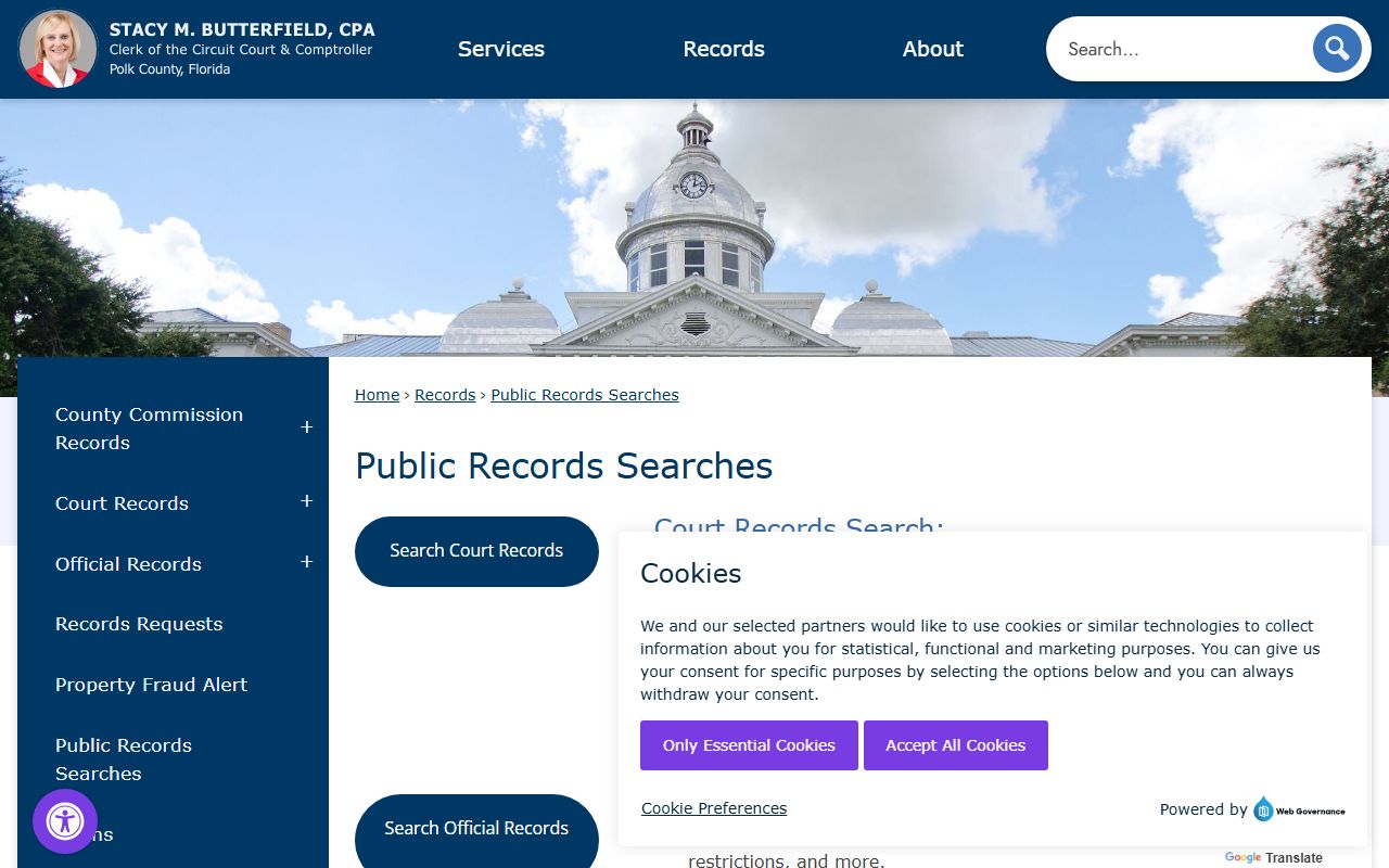 Polk County public records search portal overview on the Clerk website