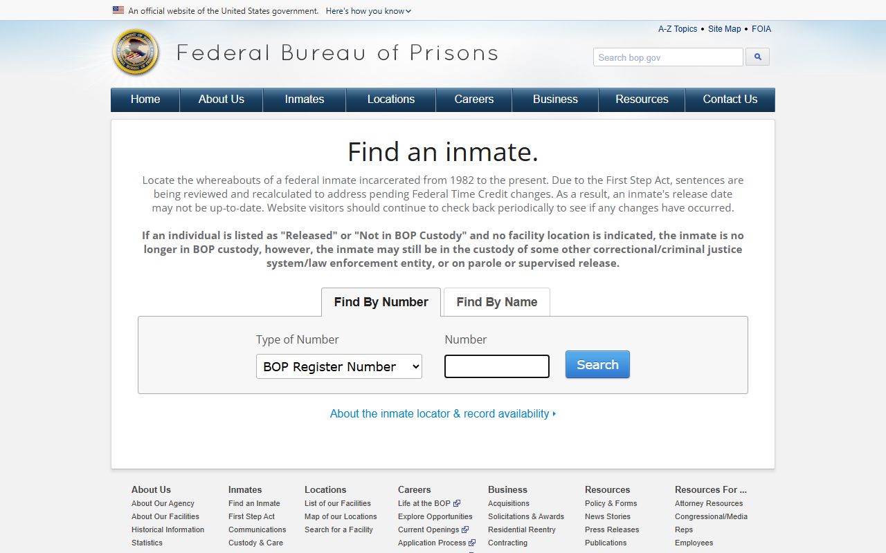 Bureau of Prisons federal inmate locator for Polk County federal custody searches