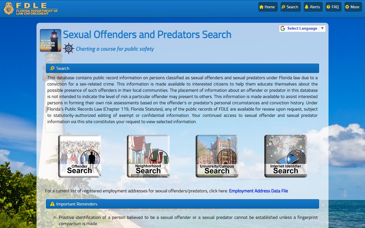 FDLE sexual offender predator search for Polk County criminal records