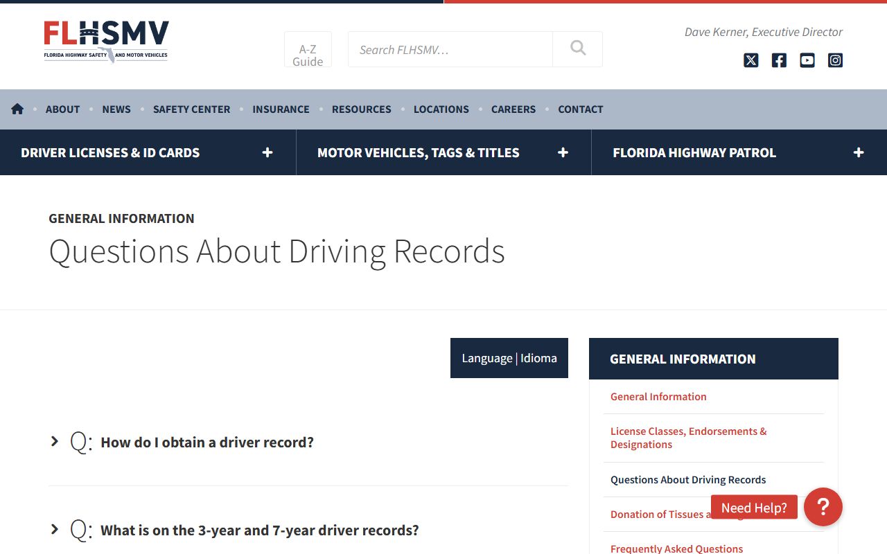 Polk County state driver record FLHSMV driving history request separate from court traffic records