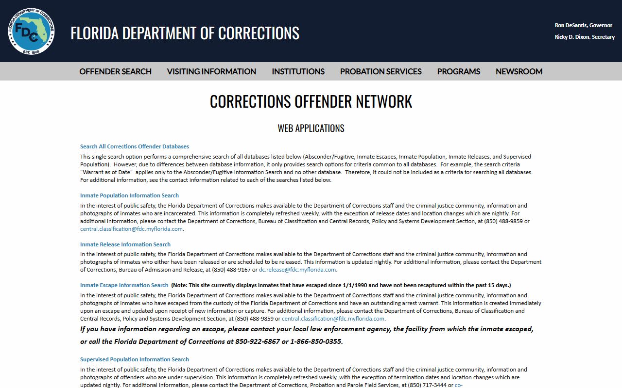 Florida Department of Corrections FDOC offender search for Polk County inmates